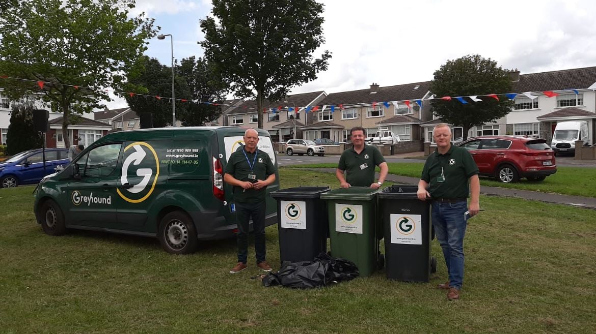 Greyhound Staff with wheelie bins in Belgard Estate Tallaght