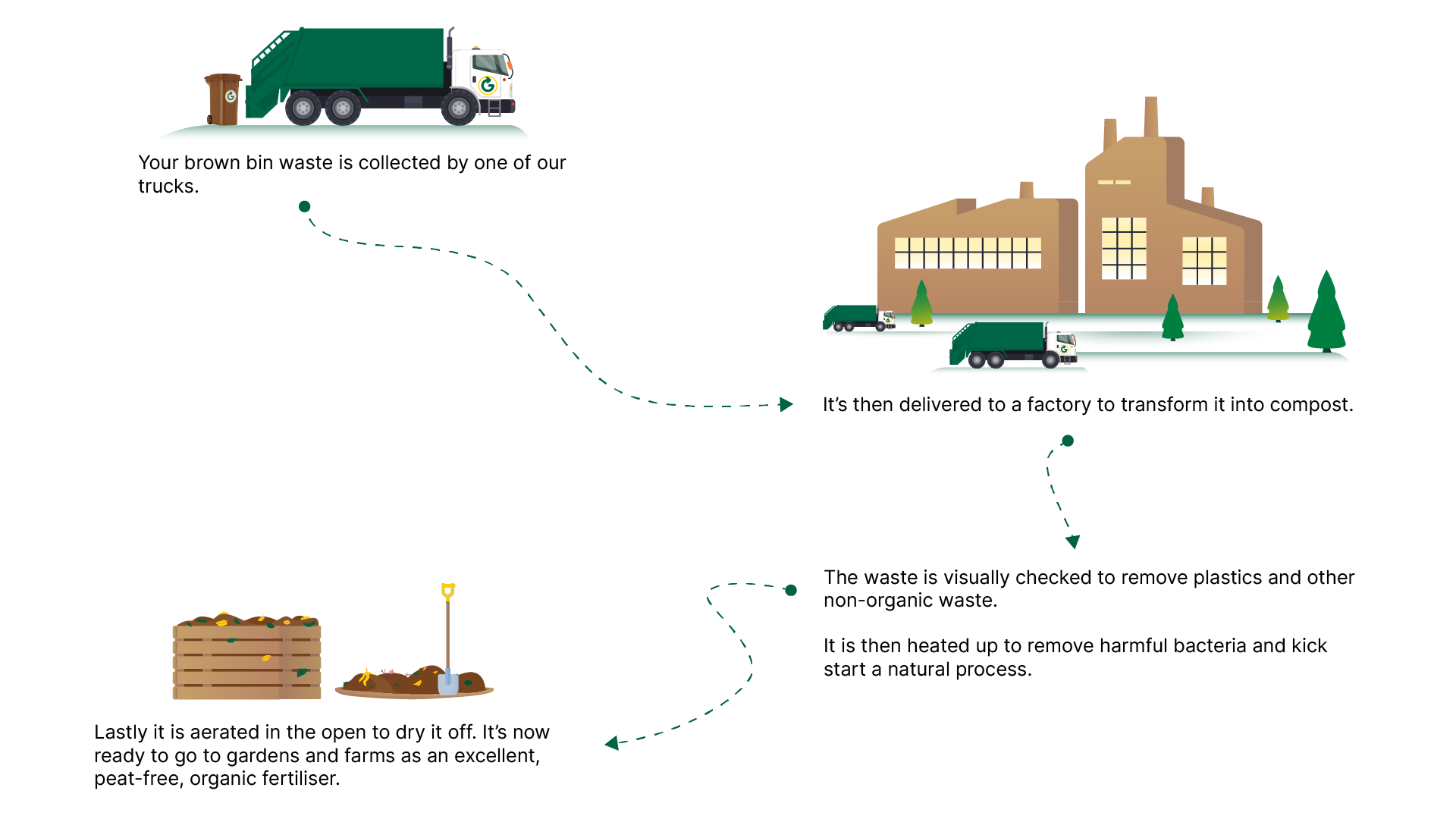 Brown bin collection process infographic