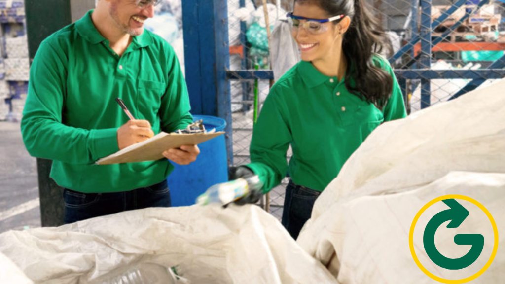 Two employees conducting a waste audit