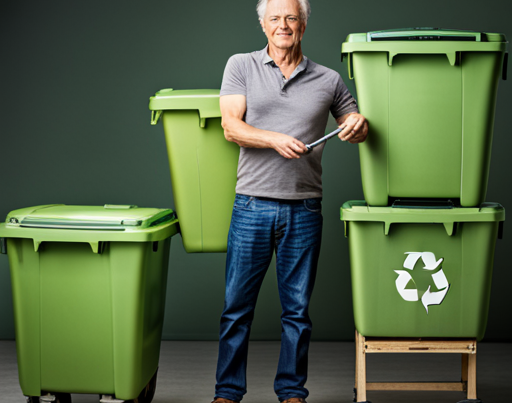 A man, standing beside several large recycle bins #CircularEconomy