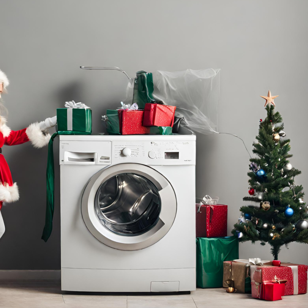 A washing machine at christmas time 