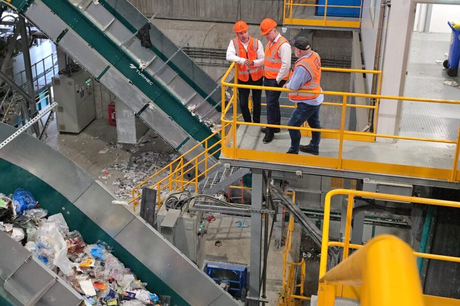 Malcolm Byrne TD visiting Ireland’s new high-tech Materials Recovery Facility with company leadership