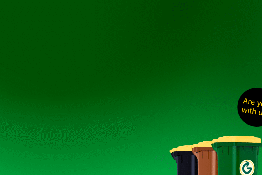 Grean Header Image with bins in right corner